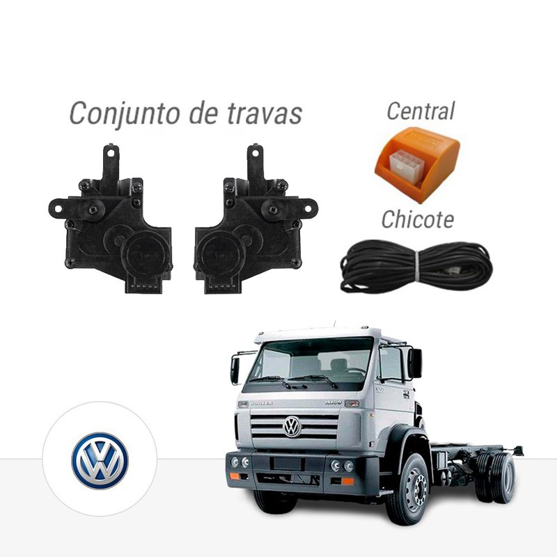 Kit Trava Elétrica Volkswagen Worker / VW2000 Até 2018 24V 2 Portas Tragia paktvwmn022