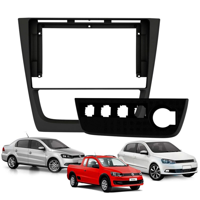 Moldura Painel 9 Polegadas VW Gol Saveiro Voyage G6 2012 à 2015 Fiamon - 4267 - Preto Fosco