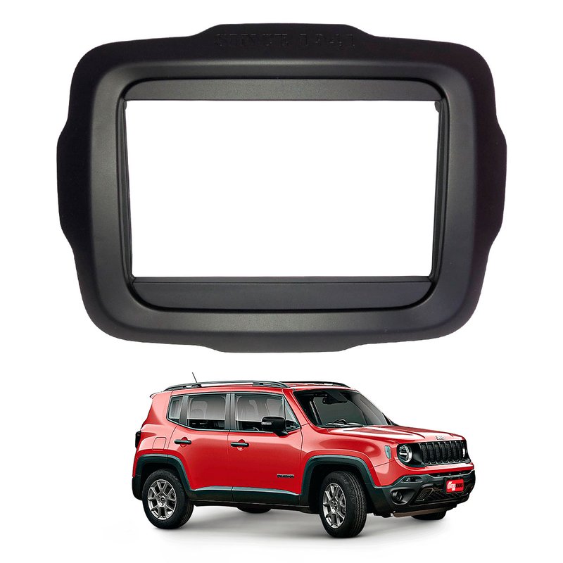 Moldura 2 Din Jeep Renegade PCD 2015 / 2018 com Moldura Aux 2 Din Preto
