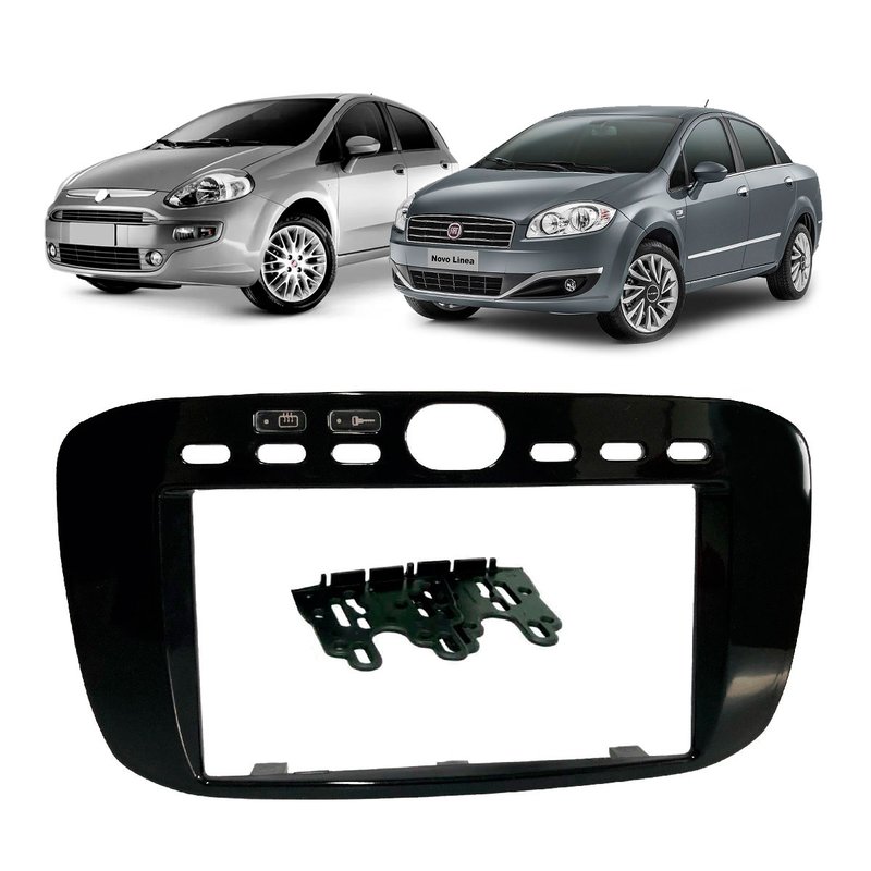moldura 4069 2 din fiat punto 2013 2017 linea 2015 2016 preto fosco fiamon