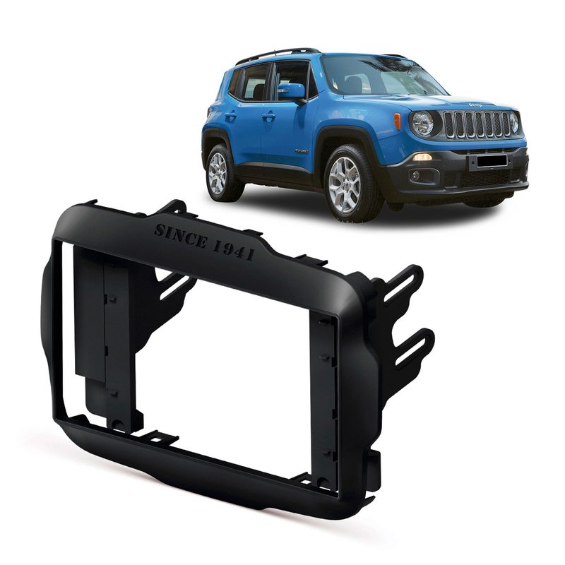 Moldura 2 Din Tela 8" Padrão Pioneer para Jeep Renegade Fiamon - Preto Fosco