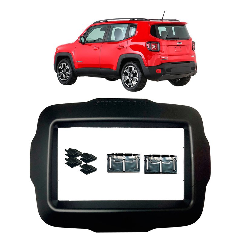 moldura 4138 2 din jeep renegade 2015 2019 preta para mp5 fiamon