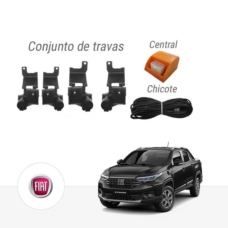 Kit Trava Elétrica Dedicada Fiat Nova Strada 2021 4 Portas Tragial