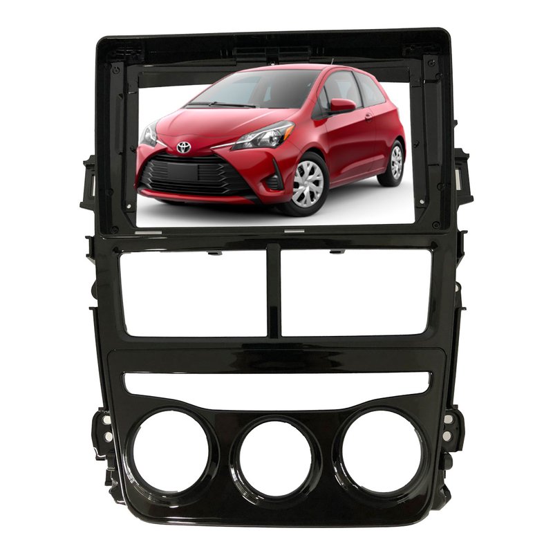 Moldura Painel 9 Polegadas Toyota Yaris com Ar Analógico 2018 2019 Fiamon - 4104 - Black Piano