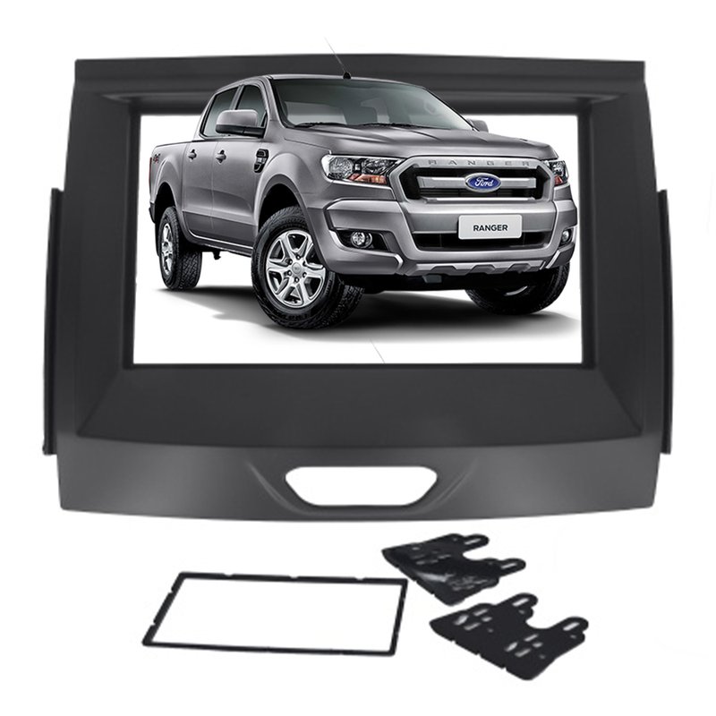 Moldura 2 Din Padrão 7 Pol Ford Ranger 2016 / 2021 Preta Fiamon