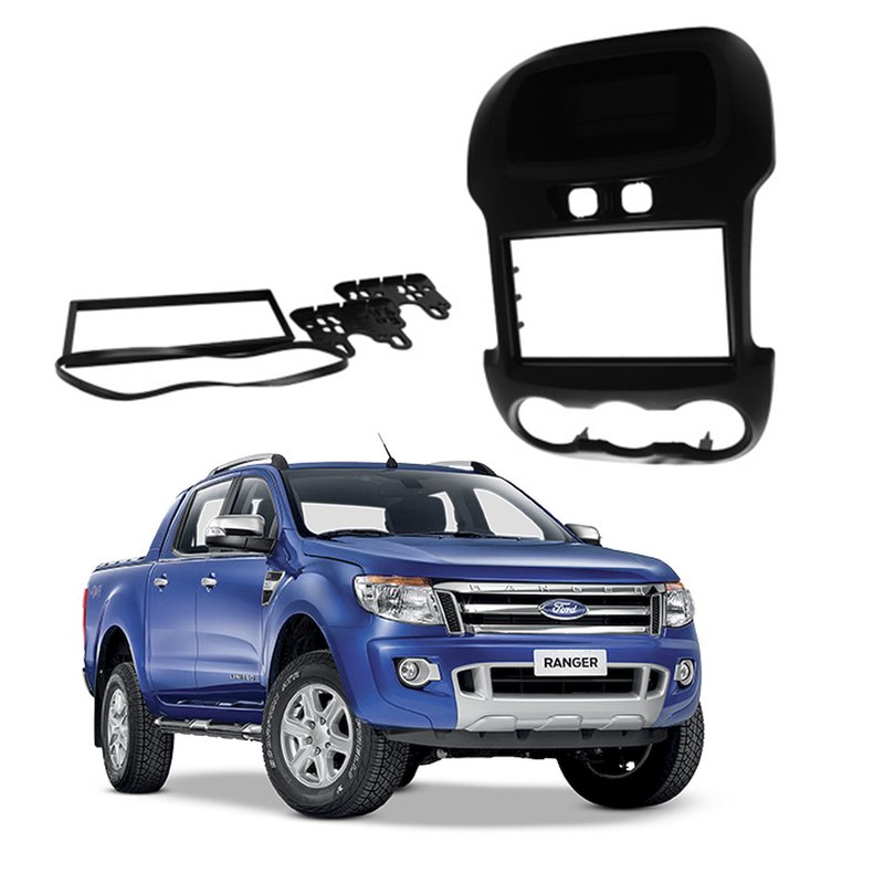 moldura 2 din padrao 7 pol ford ranger simples xl xls 2012 a 2015 preta fiamon