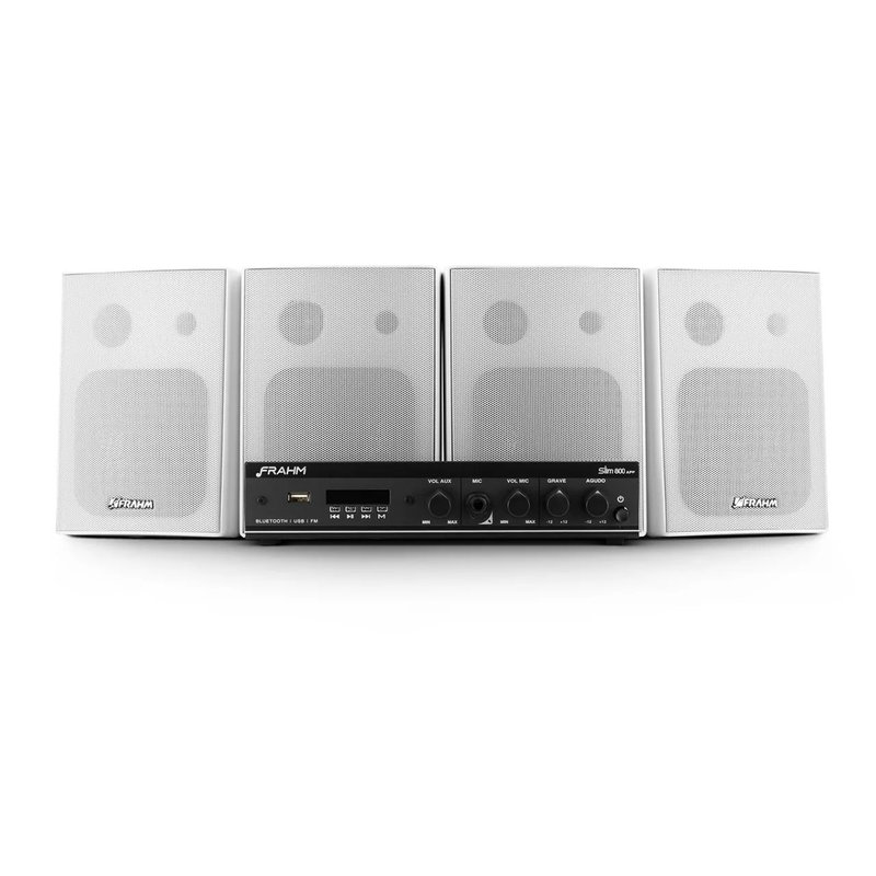 kit sonorizacao ambiente com amplificador bluetooth 4 caixas de som frahm