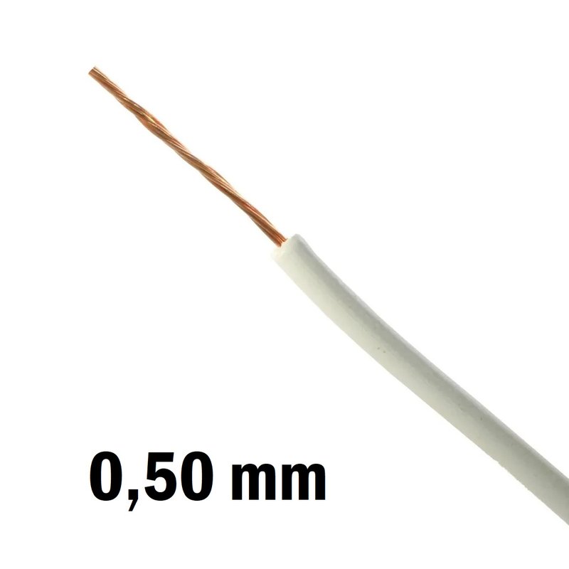 Fio de Som Automotivo Instalação 0,50mm Rolo 100 metros Condustein - branco