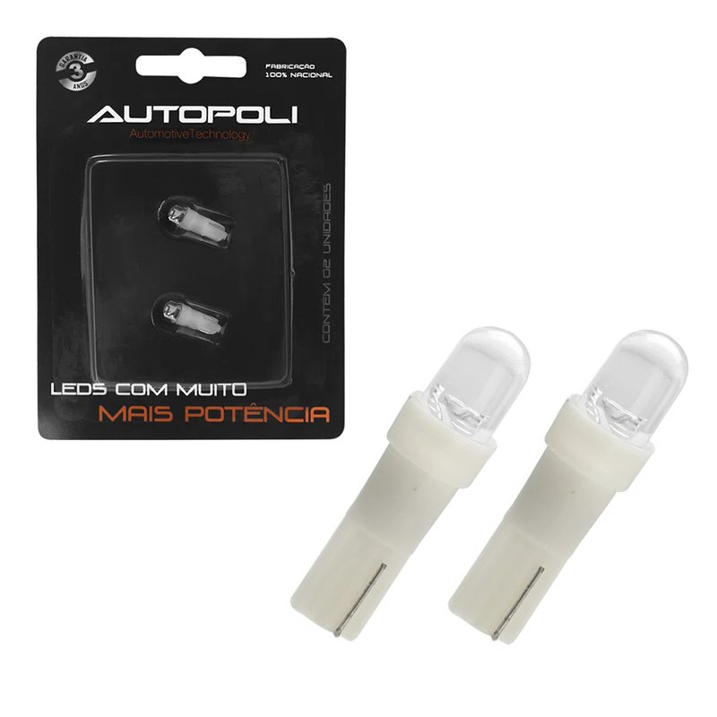 Par Lâmpada LED Esmagadinha T5 para Painel 12V Autopoli branca