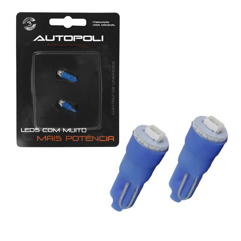 Par Lâmpada LED Esmagadinha T5 para Painel 12V Autopoli azul