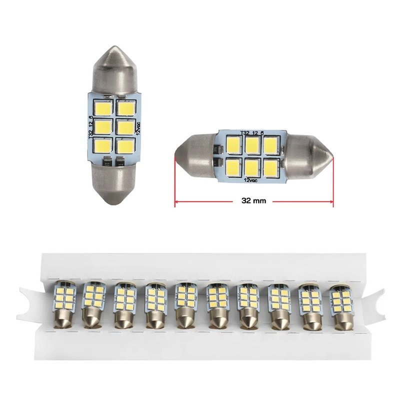 Kit Lâmpada LED Torpedo 32mm 12V 1,8W Branco Autopoli 10 Unidades AL