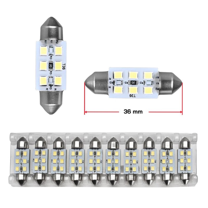 Kit Lâmpada LED Torpedo 36mm 12V 1,8W Branco Autopoli 10 Unidades AP1090