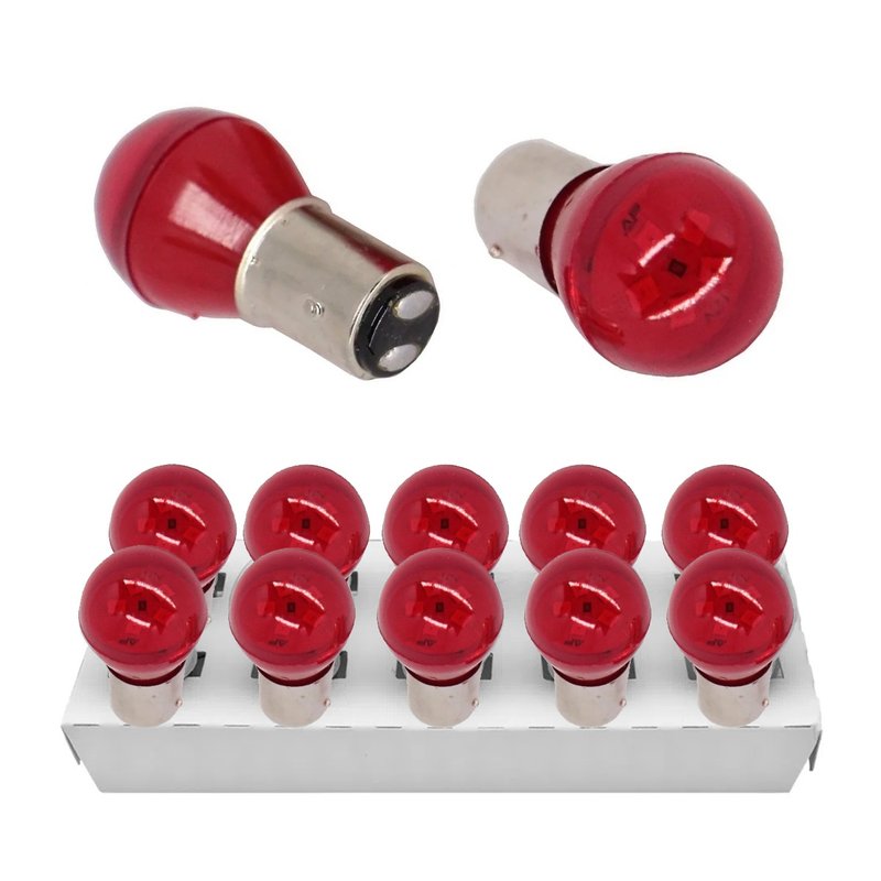 Kit Lâmpada LED Bulb 2 Polos 3W 12V Base BAY15D 10 Unidades Autopoli A vermelho