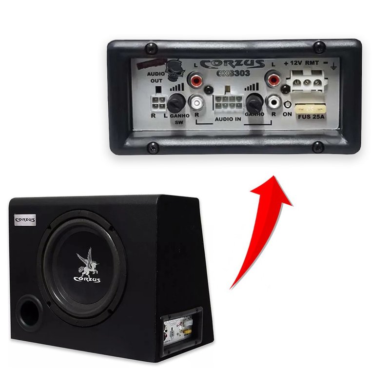 Caixa Box Amplificada Sub Ativo 8'' 3 Canais CXS 303 Corzus