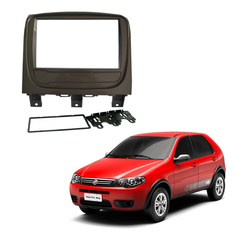 Moldura 2 Din Painel Fiat Palio Way 2014 à 2018 Fiamon - 2961 Grafite