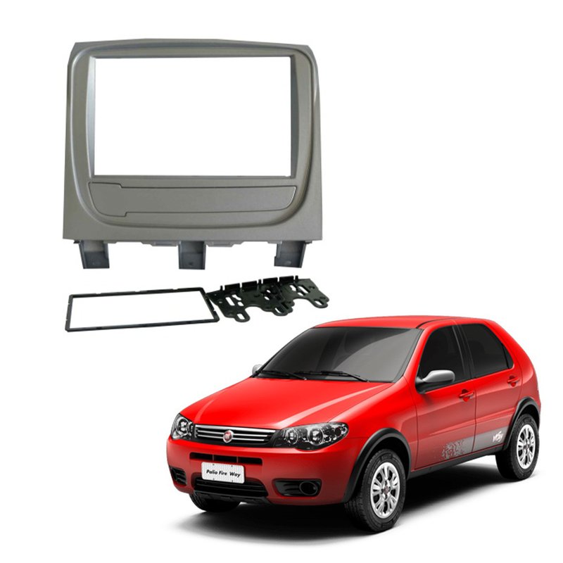 Moldura 2 Din Painel Fiat Palio Way 2014 à 2018 Fiamon - 2965 prata
