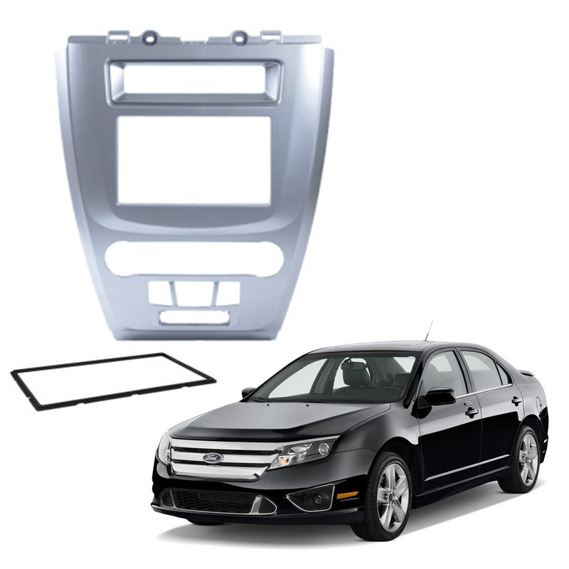 Moldura 2 Din Painel Ford New Fusion 2009 à 2012 Fiamon - 3134 Prata