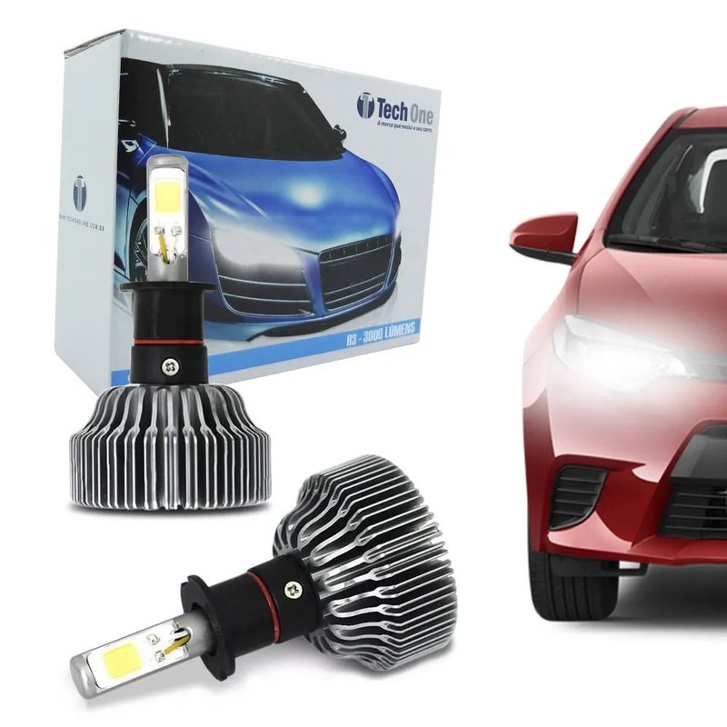 kit lampada super led h9 6000k 18w 3000lm tech one 5