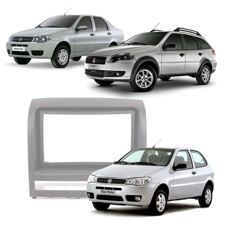 Moldura 2 DIN Fiat Palio Strada Idea Siena até 2011 7149T Ludovico - Prata