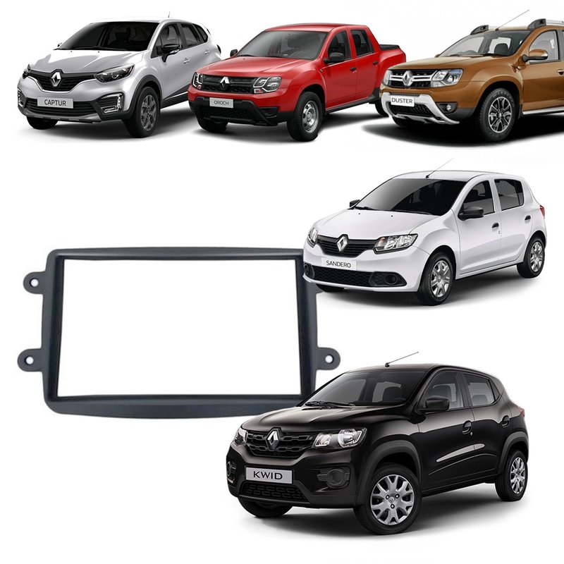 Moldura 2 DIN Renault Kwid Sandero Logan Captur 7159G Ludovico - Grafite