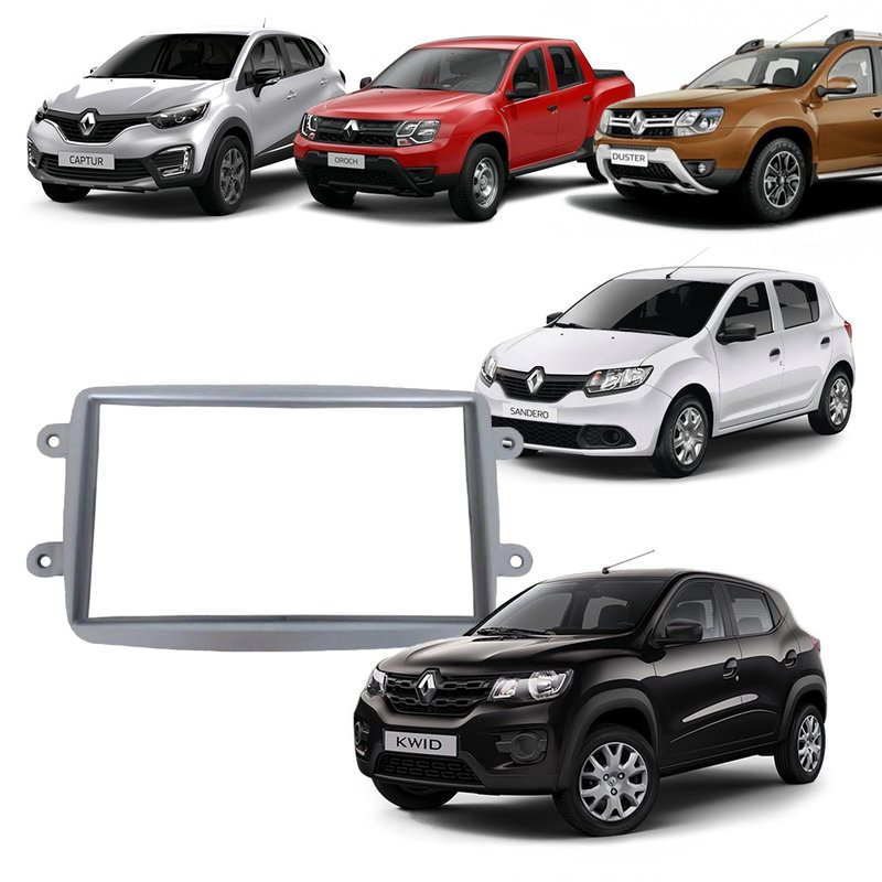 Moldura 2 Din Renault Kwid Sandero Logan Captur 7160T Ludovico - Prata