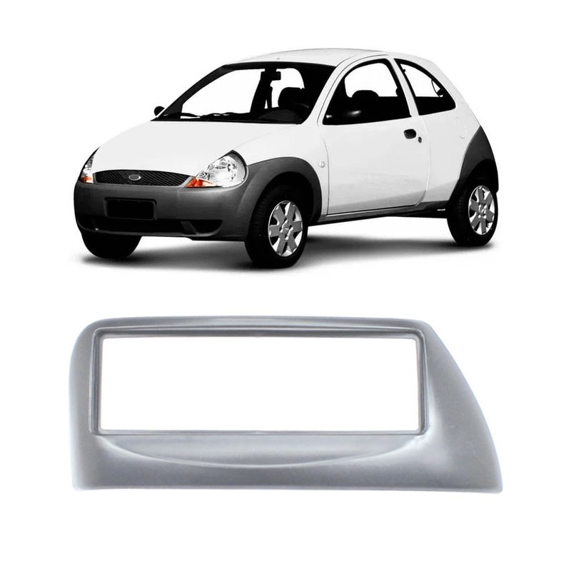Moldura 1 DIN Painel Ford KA Zetec 2000 à 2005 Ludovico - Cinza