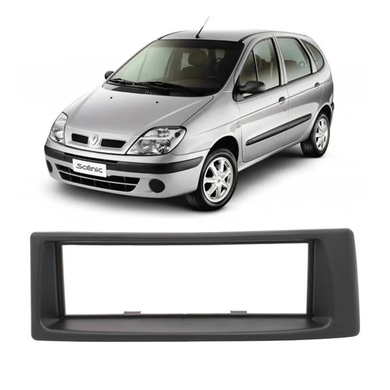 Moldura 1 DIN Painel Renault Scenic Megane 1998 Acima 7112 Ludovico - Cinza Chumbo