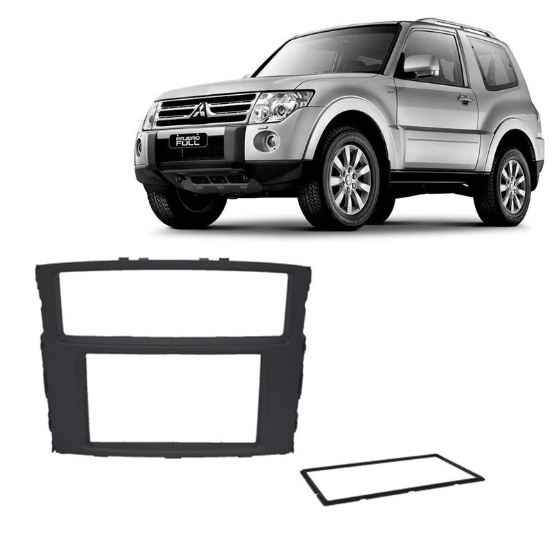Moldura 2 Din Painel Mitsubishi Pajero Full 2007 à 2015 Fiamon - Preto