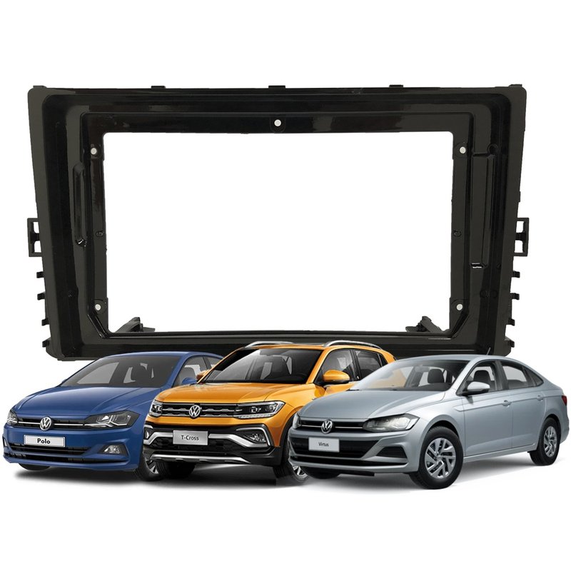 moldura de painel 9 polegadas vw polo virtus t cross 2018 a 2021 fiamon 4115 preto