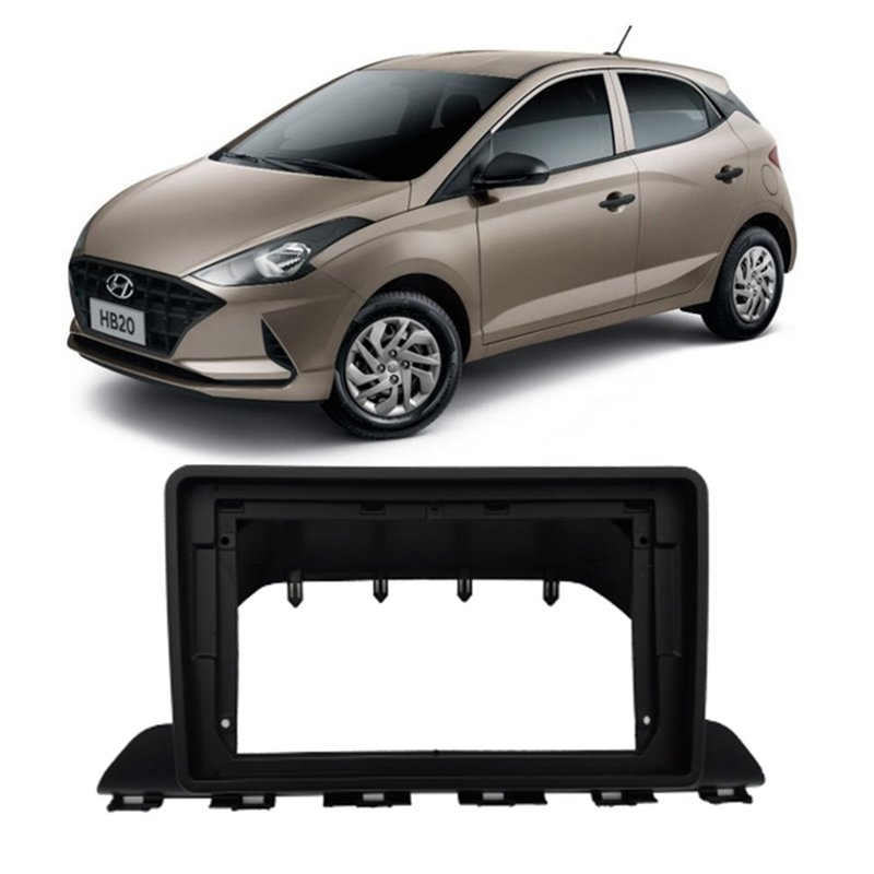 moldura de painel 9 polegadas hyundai hb20 2020 fiamon 4199 preto fosco