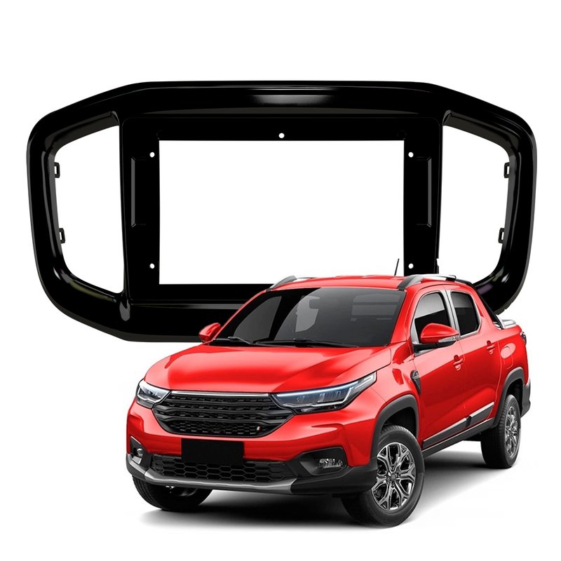 moldura de painel 9 polegadas fiat strada 2021 fiamon 4235 black piano
