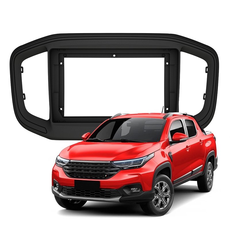 moldura de painel 9 polegadas fiat strada 2021 fiamon 4234 preto fosco