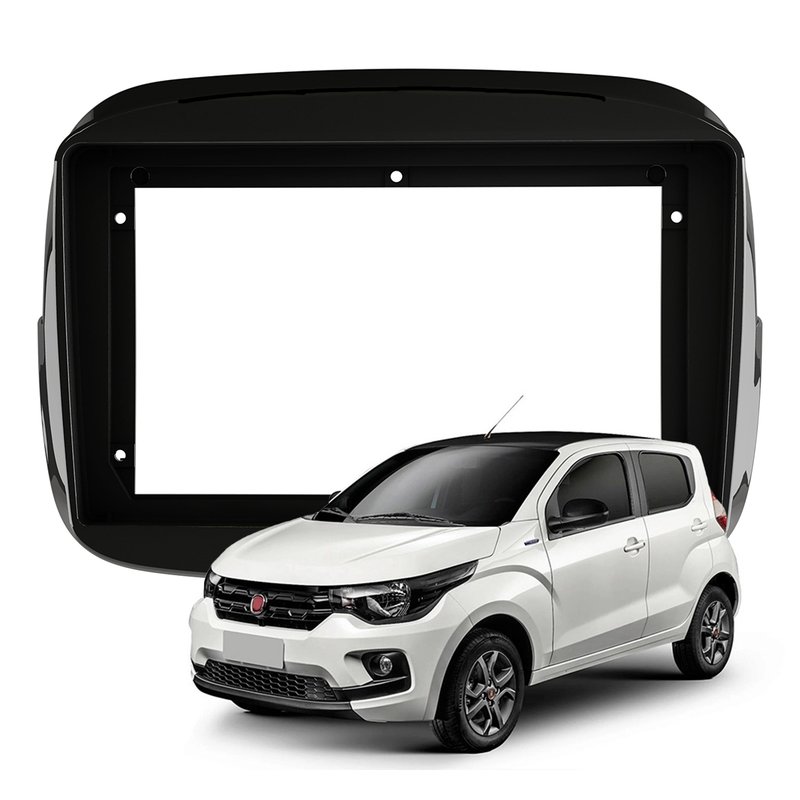 Moldura Painel 9 Polegadas Fiat MOBI 2016 à 2021 Fiamon marrom black piano
