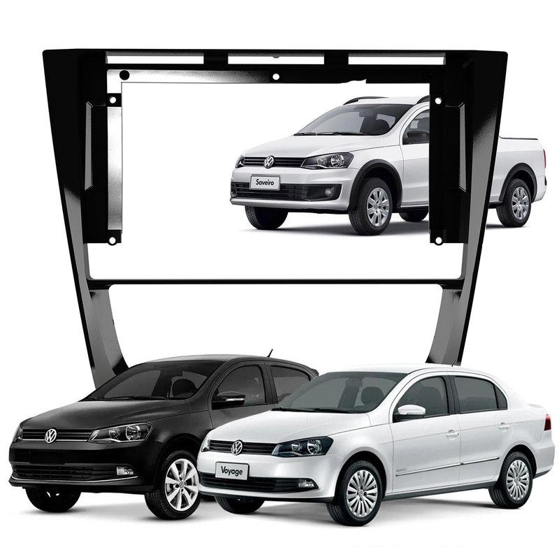 Moldura Painel 9 Polegadas VW Gol Saveiro Voyage G6 2012 à 2015 Fiamon - 4270 - Black Piano