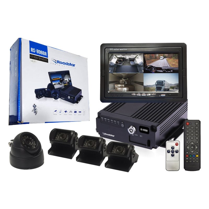 Kit Sistema de Monitoramento DVR Automotivo Profissional Roadstar 4 Câm rs 898br 1