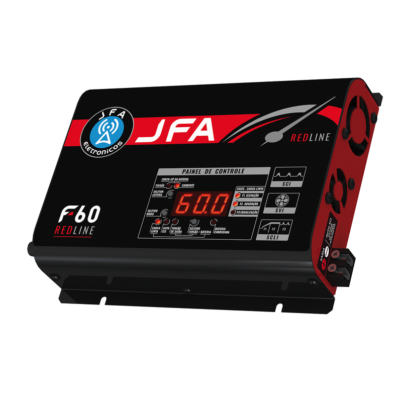 Fonte e Carregador Automotivo REDLINE 60A Slim com Display JFA