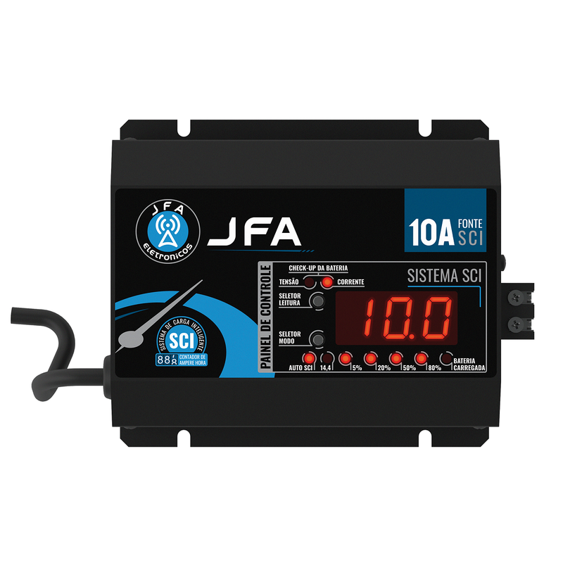 Fonte e Carregador Automotivo SCI 10A Slim com Display JFA