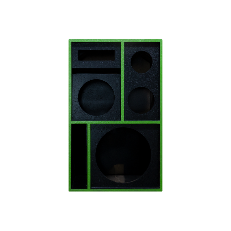 Caixa Bob Residencial 4 vias 1x12'' + 1x8'' + 1 Corneta + 1 Tweeter Vazia - frente reta verde