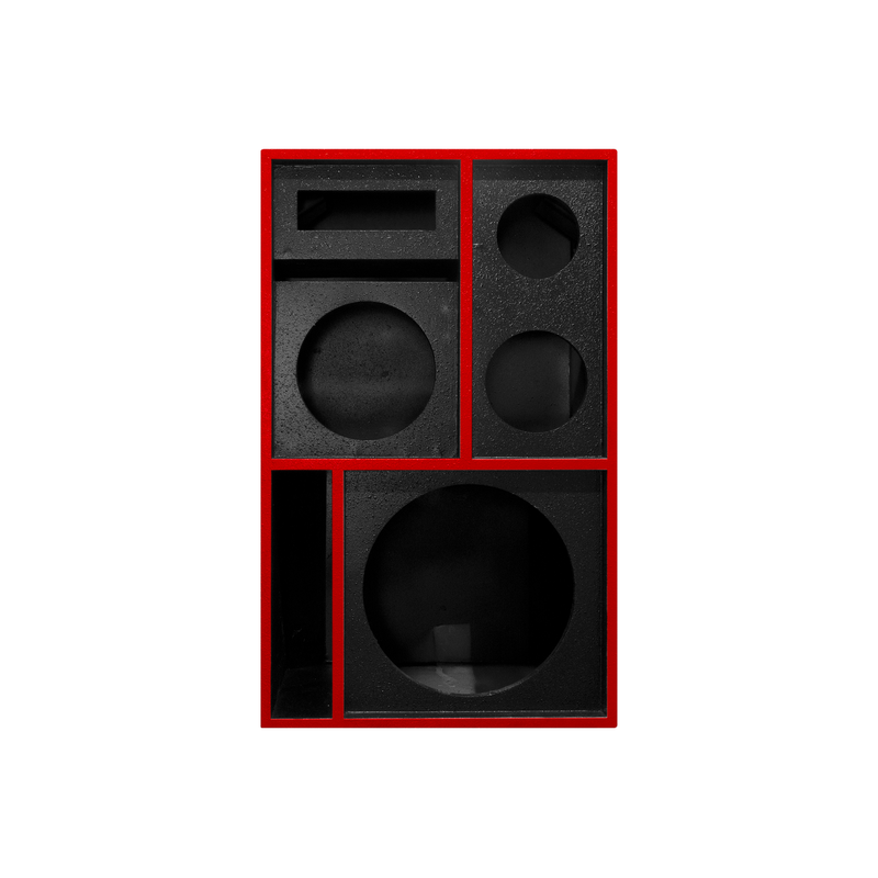 Caixa Bob Residencial 4 vias 1x12'' + 1x8'' + 1 Corneta + 1 Tweeter Vazia - frente reta vermelho