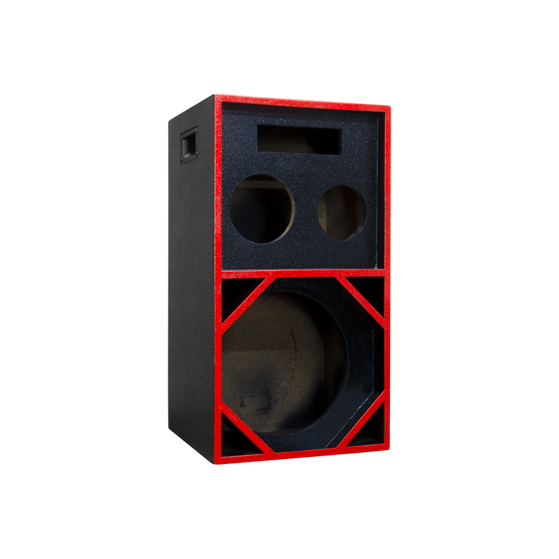 Caixa Bob Residencial 3 vias 1x12'' + 1 Corneta + 1 Tweeter Vazia - Preta e vermelha
