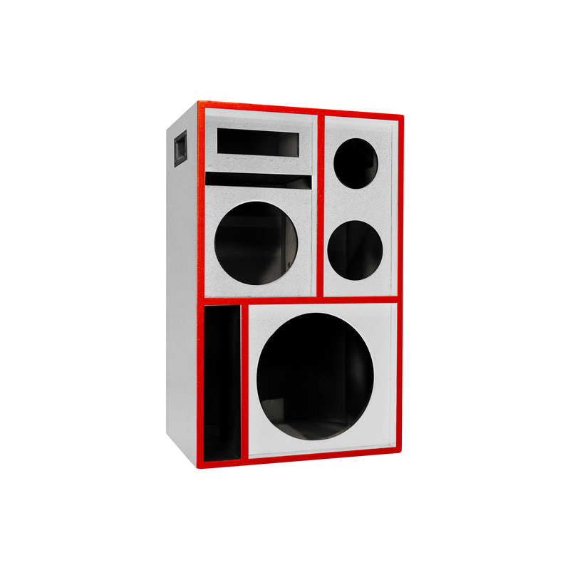 Caixa Bob Residencial 4 vias 1x12'' + 1x8'' + 1 Corneta + 1 Tweeter Vazia - Branca e vermelha