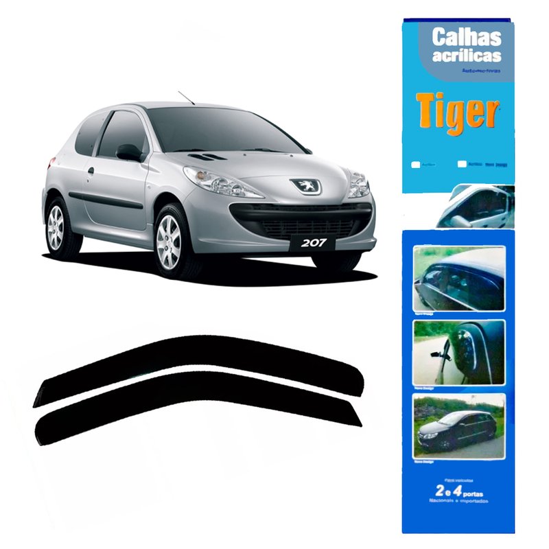 calha de chuva automotiva peugeot 207 hatch 2 portas pg4545 tiger
