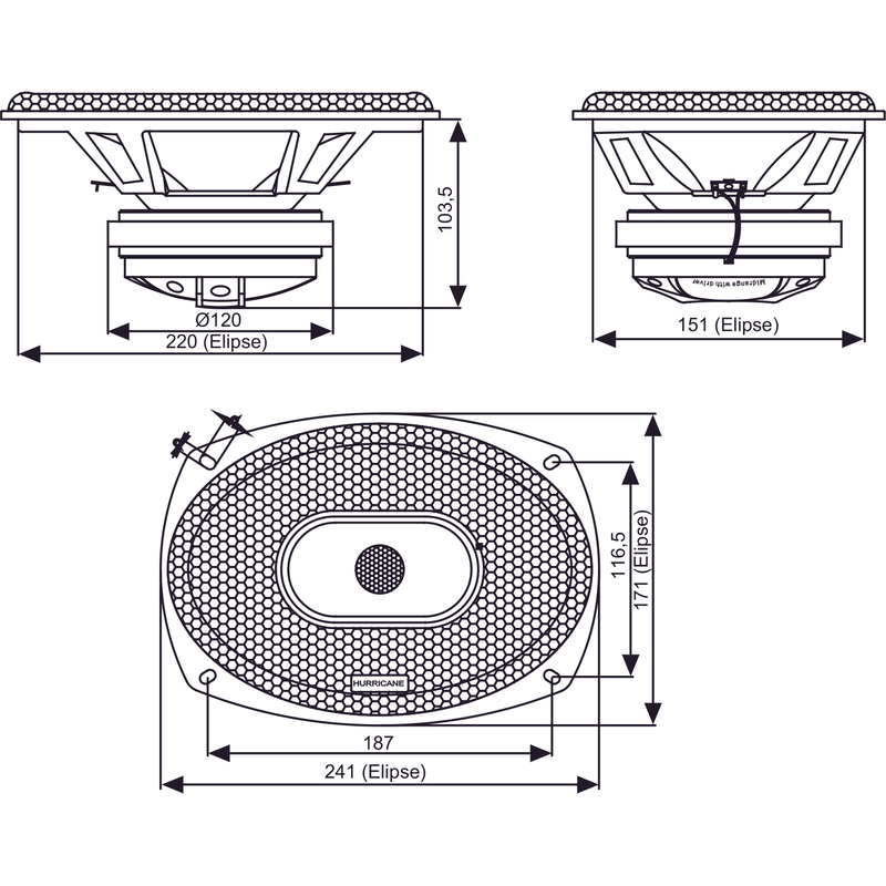 Alto Falante Coaxial 6X9" MBC690 460W RMS Hurricane