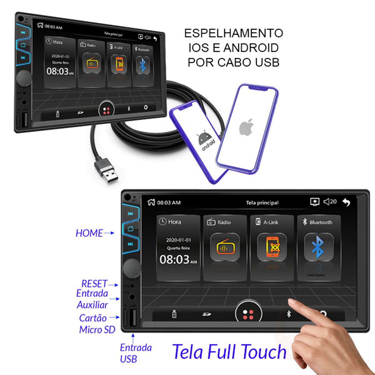 Multimídia 2 DIN MP5 7