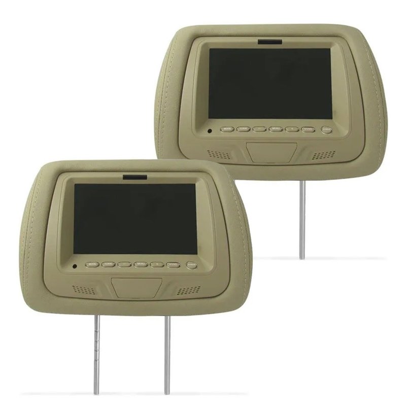 Par Encosto Cabeça Com Tela LCD 7'' Simples Bege RX721PL Rayx