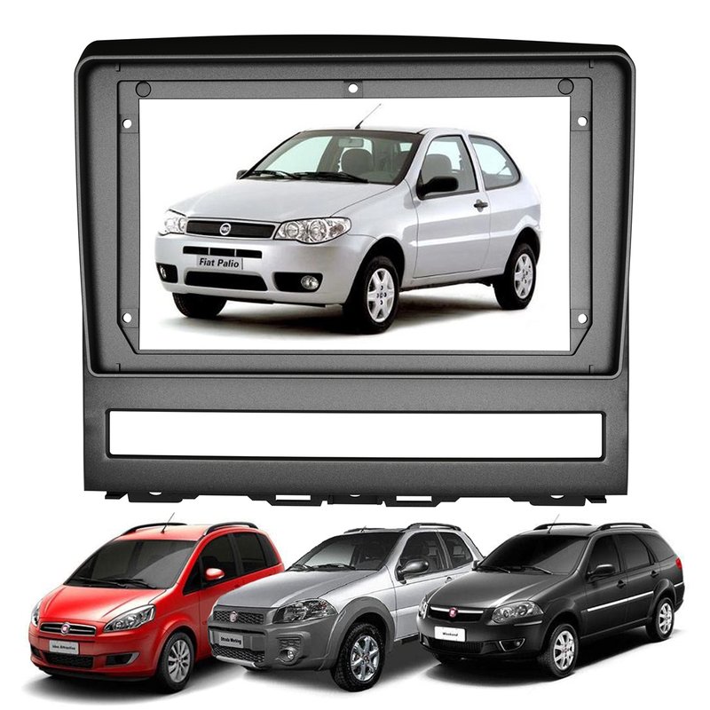 Moldura Painel 9'' Fiat Palio Weekend Strada Adventure Idea Siena Fiamon - Prata