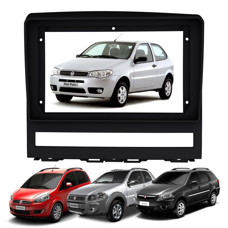 Moldura Painel 9'' Fiat Palio Weekend Strada Adventure Idea Siena Fiamon - Preto