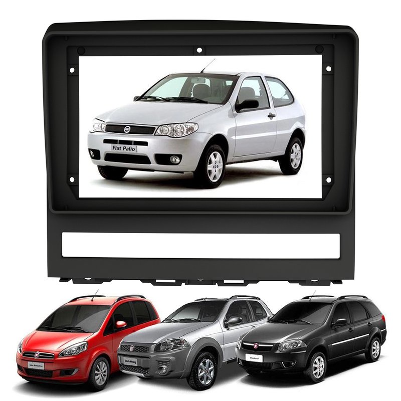 Moldura Painel 9'' Fiat Palio Weekend Strada Adventure Idea Siena Fiamon - Grafite