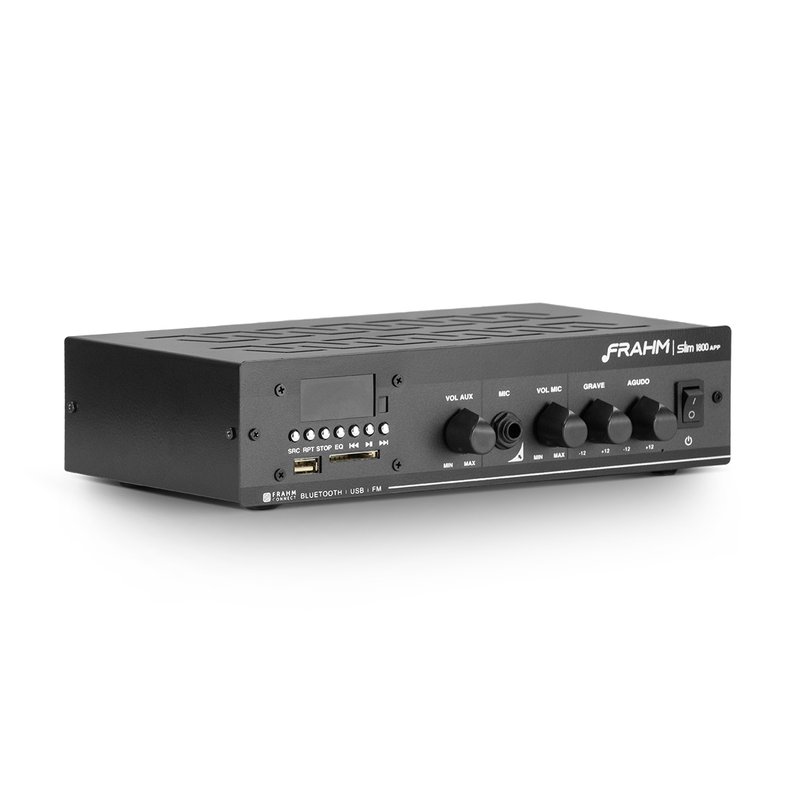 Amplificador Receiver Bluetooth Slim 1800 APP 60W RMS Frahm lateral