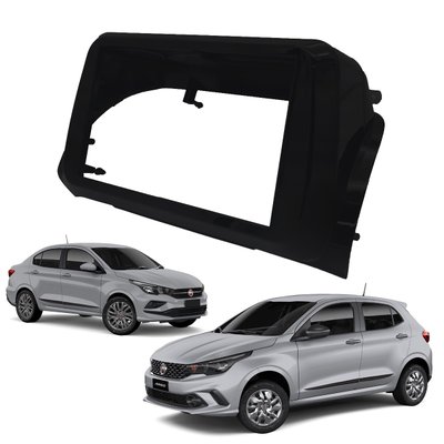 moldura 2 din fiat argo cronos 2017 a 2021 somente para mp5 fiamon 4082 preto fosco